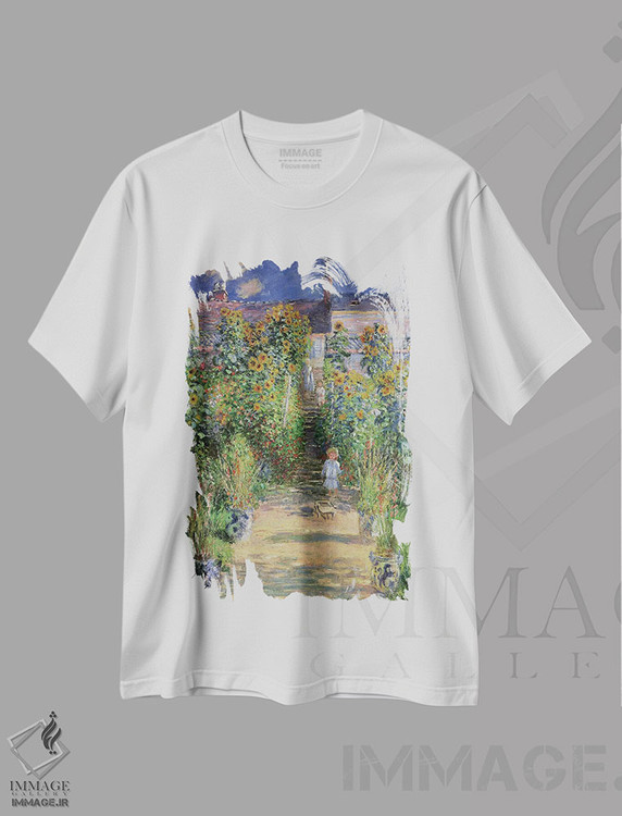 تیشرت طرح دار باغ هنرمند در وته یو، ۱۸۸۰، هنر فاخر کلاسیک اثر کلود مونه | فروشگاه ایماژ