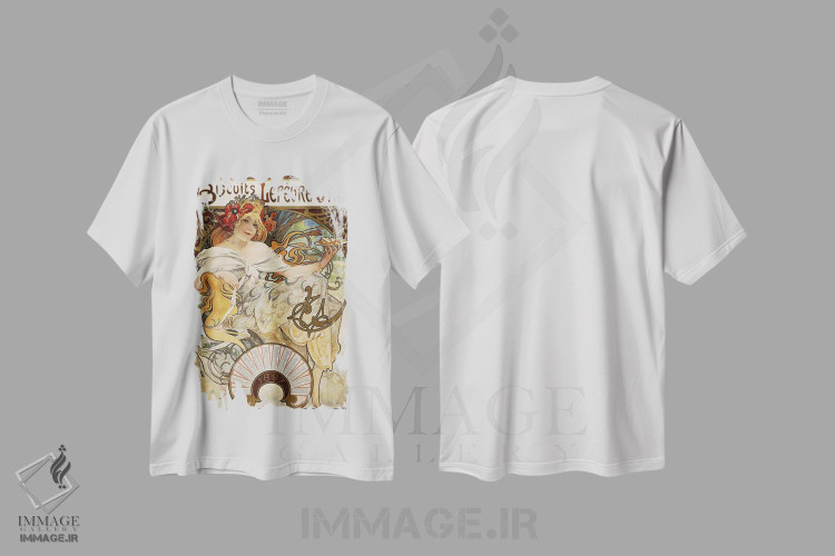 تیشرت طرح دار 1897,تبلیغات تقویم بیسکویت شرکت Lefevre-Utile، ۱۸۹۷، آرت نوو اثر آلفونس موخا | فروشگاه ایماژ