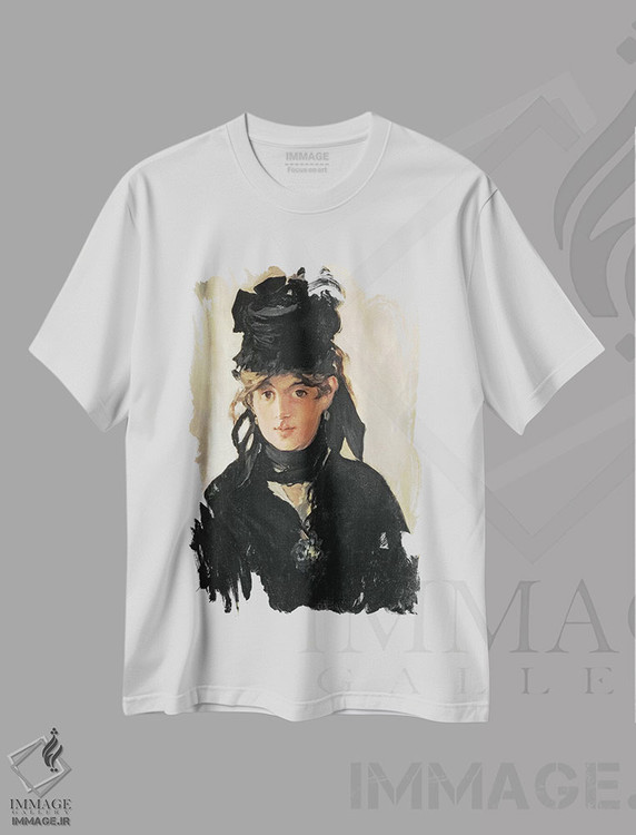 تیشرت طرح دار 1872,برت موریسو با دسته ای بنفشه، ۱۸۷۲، هنر فاخر کلاسیک اثر ادوارد مانه | فروشگاه ایماژ