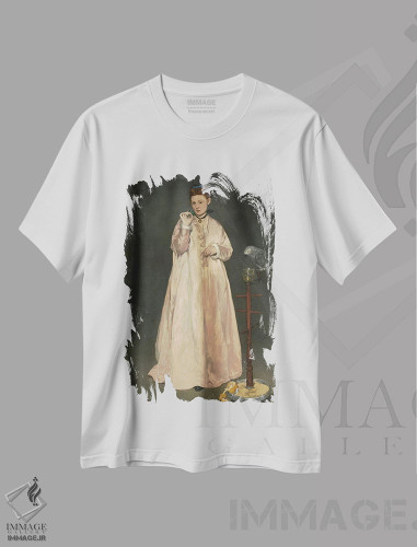 تیشرت طرح دار دختر جوان در سال ۱۸۶۶، هنر فاخر کلاسیک اثر ادوارد مانه | فروشگاه ایماژ