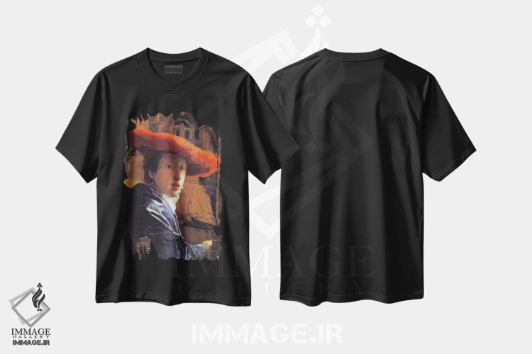 تیشرت طرح دار c.1665,دختر با کلاه قرمز، حدود ۱۶۶۵، باروک اثر یوهانس ورمیر | فروشگاه ایماژ