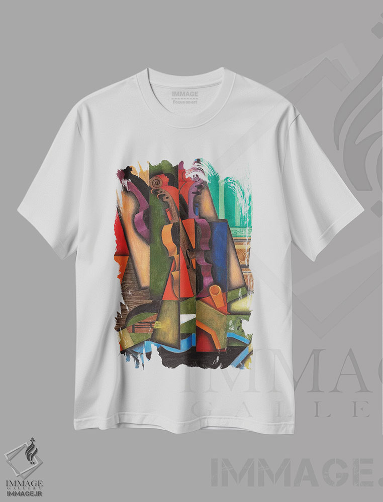 تیشرت طرح دار 1913,ویولن و گیتار، ۱۹۱۳، هنر فاخر کلاسیک اثر خوان گрис | immage.ir
