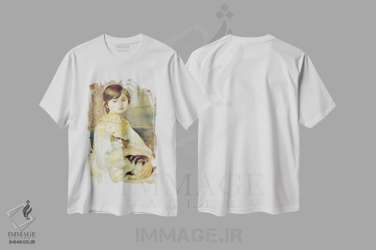 تیشرت طرح دار 1887,ژولی مانت با گربه، ۱۸۸۷، هنر فاخر کلاسیک اثر پیر-اوگوست رنوار | immage.ir