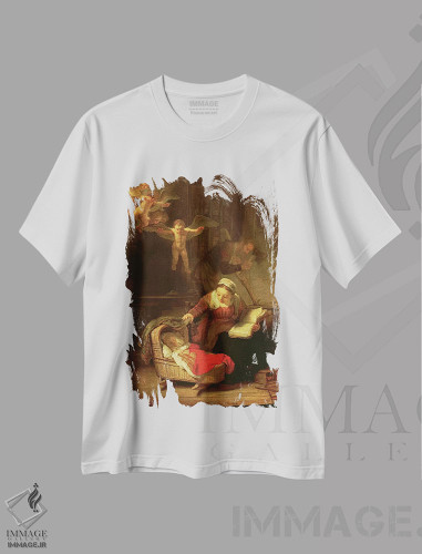 تیشرت طرح دار c.1645,خانواده مقدس، حدود ۱۶۴۵، باروک اثر رمبرانت فان رَین | فروشگاه ایماژ