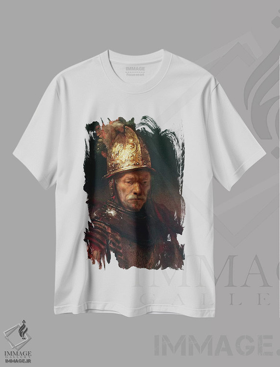 تیشرت طرح دار 1650-55,مرد با کلاه خود زرین، ۱۶۵۰–۵۵، باروک اثر رمبرانت فان رَین | immage.ir