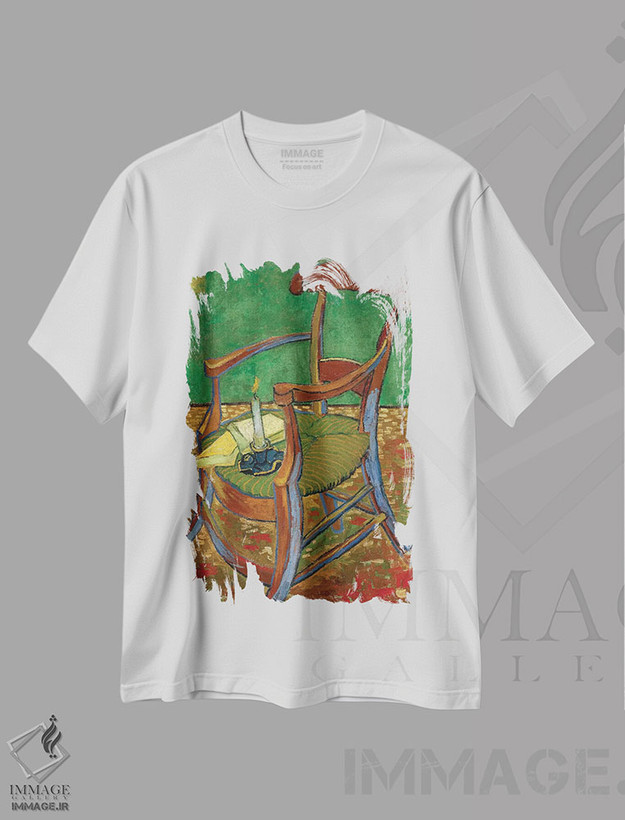 تیشرت طرح دار 1888,صندلی گوگن، ۱۸۸۸، هنر فاخر کلاسیک اثر ونسان ون گوگ | فروشگاه ایماژ