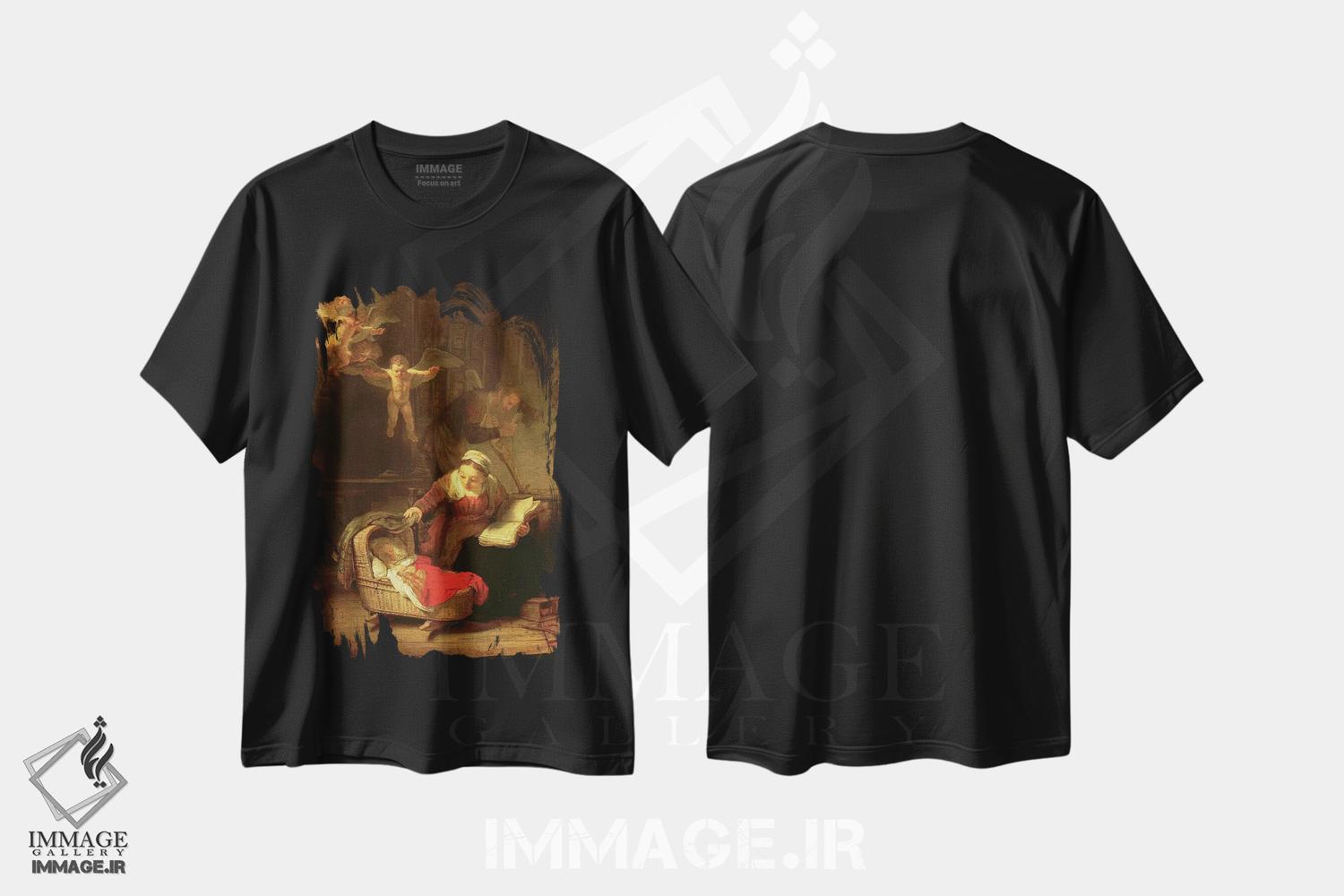 تیشرت طرح دار c.1645,خانواده مقدس، حدود ۱۶۴۵، باروک اثر رمبرانت فان رَین | immage.ir