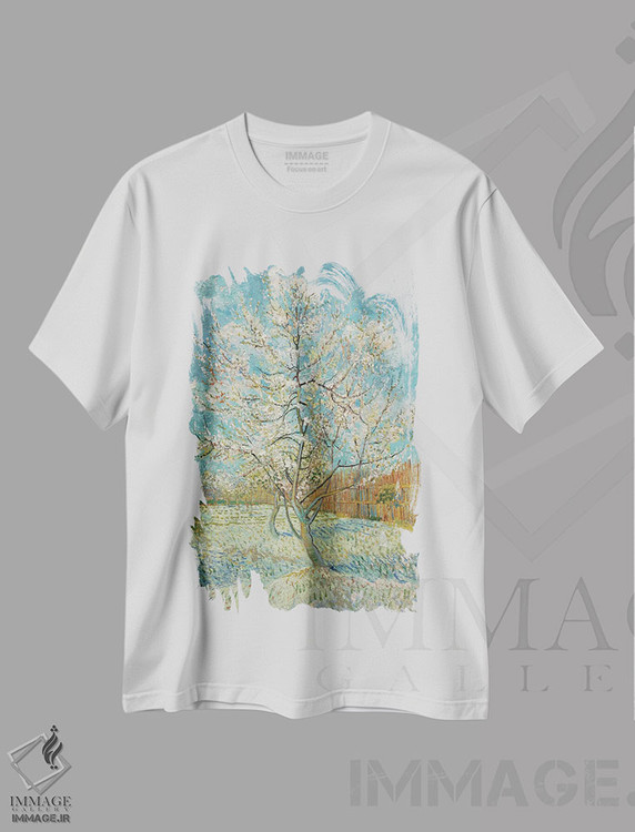 تیشرت طرح دار 1888,درخت هلو صورتی، ۱۸۸۸، هنر فاخر کلاسیک اثر ونسان ون گوگ | فروشگاه ایماژ
