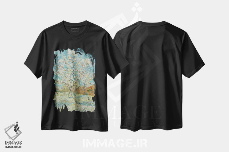 تیشرت طرح دار 1888,درخت هلو صورتی، ۱۸۸۸، هنر فاخر کلاسیک اثر ونسان ون گوگ | immage.ir
