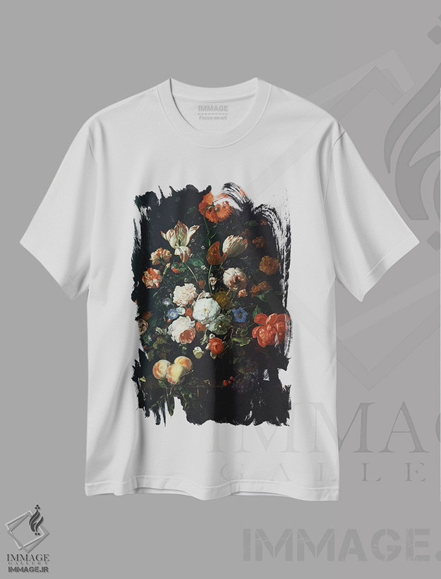 تیشرت طرح دار دسته گل گل ها، هنر فاخر کلاسیک اثر ریچل رویش | فروشگاه ایماژ