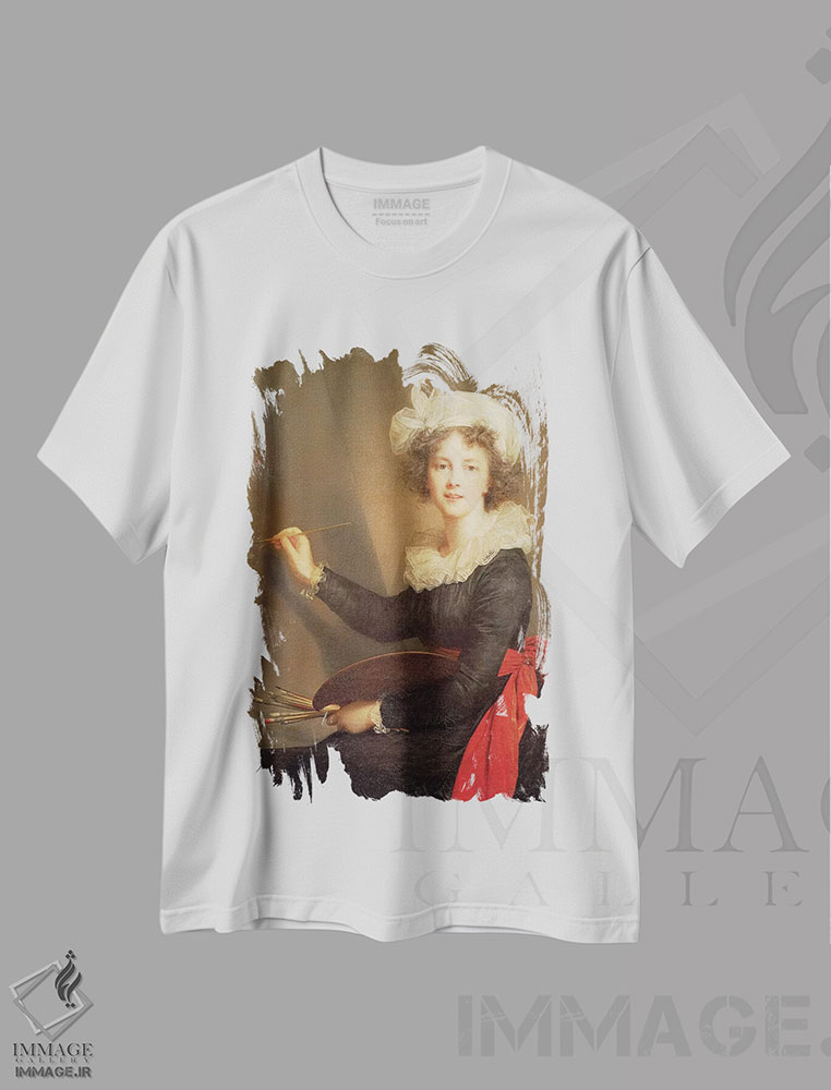 تیشرت طرح دار خودنگاره، ۱۷۹۰، هنر فاخر کلاسیک اثر الیزابت لوئیز ویژه لو برن | immage.ir