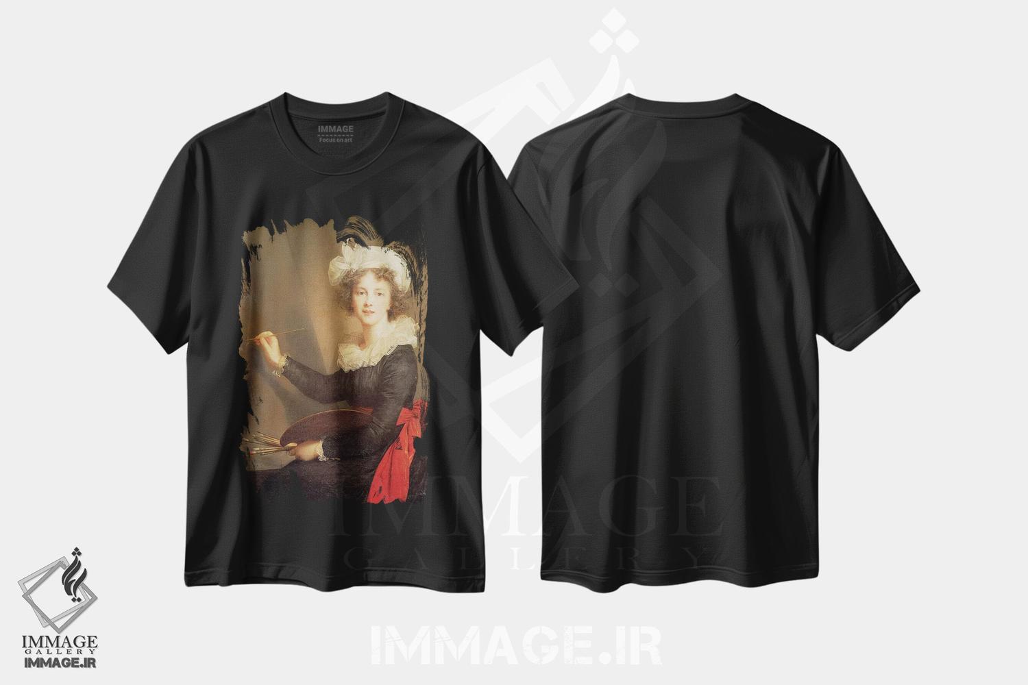 تیشرت طرح دار خودنگاره، ۱۷۹۰، هنر فاخر کلاسیک اثر الیزابت لوئیز ویژه لو برن | فروشگاه ایماژ
