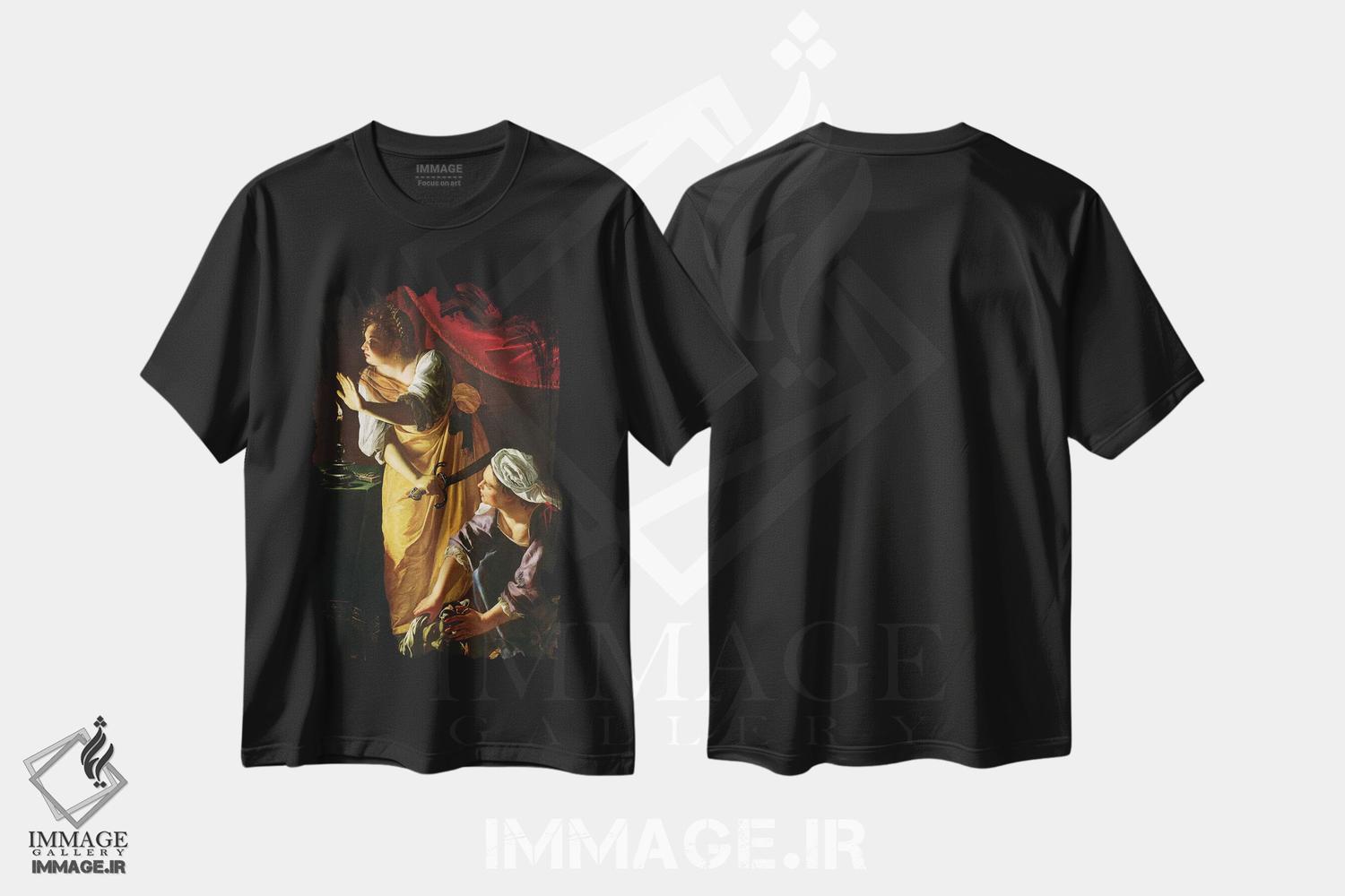 تیشرت طرح دار یودیت و ندیمه اش با سر هولوفرن، حدود ۱۶۲۵، باروک اثر آرتمیزیا جنتیلسکی | فروشگاه ایماژ