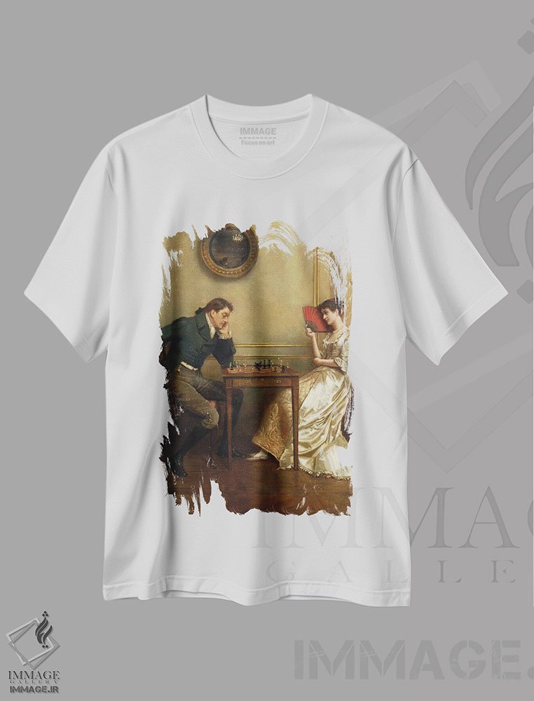 تیشرت طرح دار یک بازی شطرنج، دکوراسیون جایگزین اثر جورج گودوین کیلبرن | فروشگاه ایماژ
