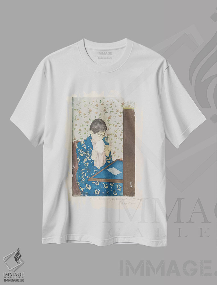تیشرت طرح دار نامه، ۱۸۹۰؟۹۱، هنر فاخر کلاسیک اثر مری استیونسون کاسات | فروشگاه ایماژ