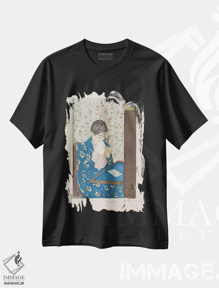 تیشرت طرح دار نامه، ۱۸۹۰؟۹۱، هنر فاخر کلاسیک اثر مری استیونسون کاسات | immage.ir