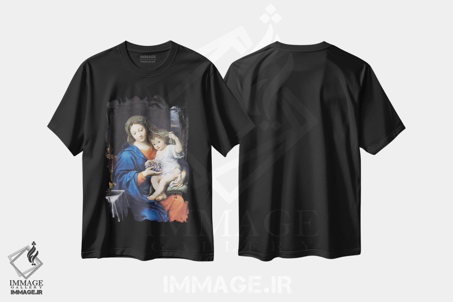 تیشرت طرح دار 1640-50,مریم مقدس با خوشه انگور، ۱۶۴۰-۵۰، باروک اثر پیر میگنار | immage.ir