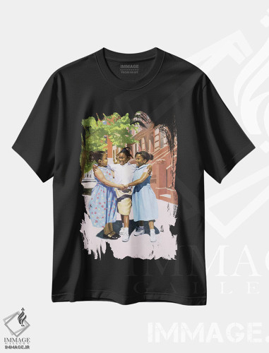 تیشرت طرح دار 2001,دوستان، ۲۰۰۱، هنر فاخر کلاسیک اثر کالین بوتمن | فروشگاه ایماژ