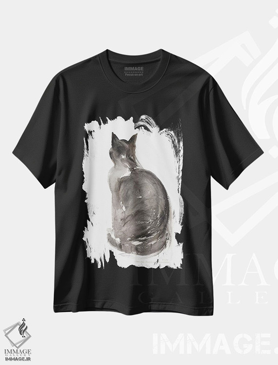 تیشرت طرح دار 1985,گربه، ۱۹۸۵، هنر تزئینی سیاه و سفید اثر کلودیا هاچینس-پوشاوی | immage.ir
