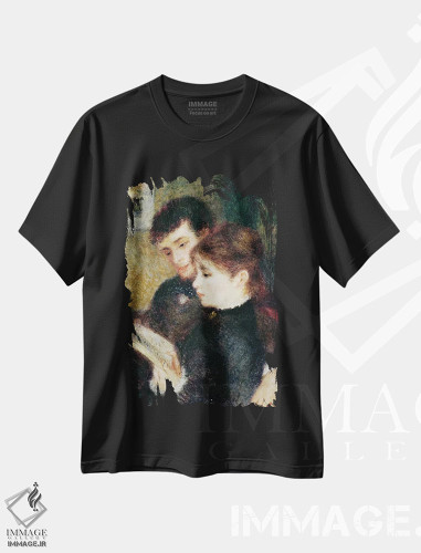 تیشرت طرح دار زوج در حال مطالعه، هنر فاخر کلاسیک اثر پیر-اوگوست رنوار | فروشگاه ایماژ