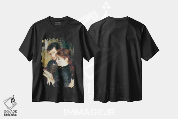 تیشرت طرح دار زوج در حال مطالعه، هنر فاخر کلاسیک اثر پیر-اوگوست رنوار | فروشگاه ایماژ