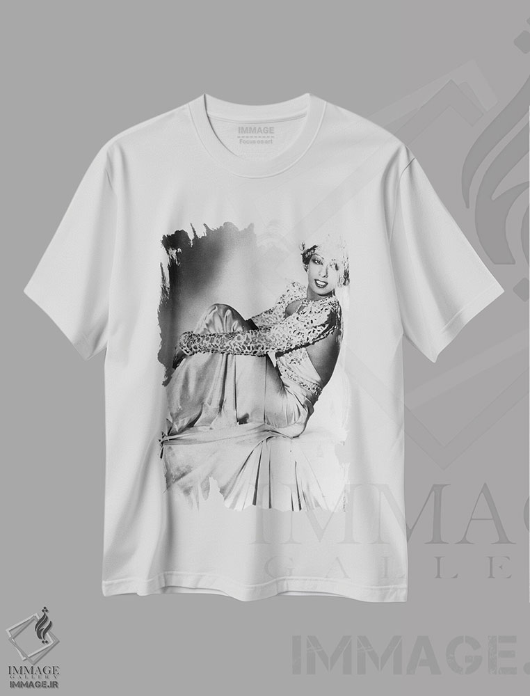 تیشرت طرح دار جوزفین بیکر، عکاسی سیاه و سفید اثر رو دز آرشیو | immage.ir