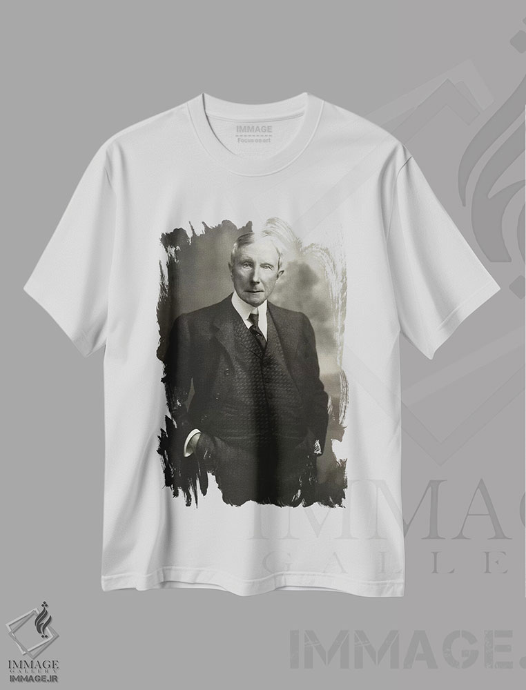 تیشرت طرح دار جان دی. راکفلر پدر، عکاسی سیاه و سفید اثر عکاس آمریکایی | فروشگاه ایماژ