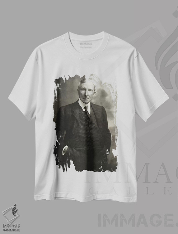 تیشرت طرح دار جان دی. راکفلر پدر، عکاسی سیاه و سفید اثر عکاس آمریکایی | فروشگاه ایماژ