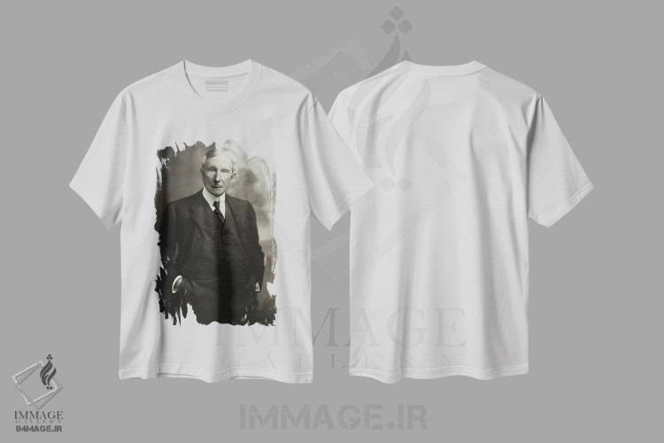 تیشرت طرح دار جان دی. راکفلر پدر، عکاسی سیاه و سفید اثر عکاس آمریکایی | فروشگاه ایماژ
