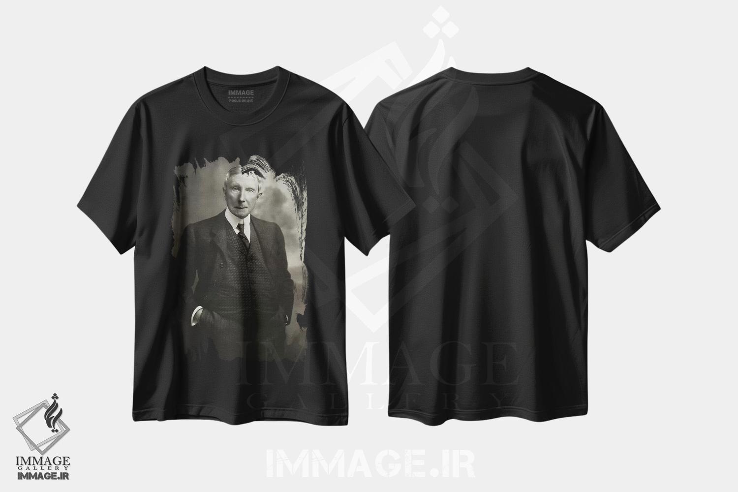 تیشرت طرح دار جان دی. راکفلر پدر، عکاسی سیاه و سفید اثر عکاس آمریکایی | immage.ir