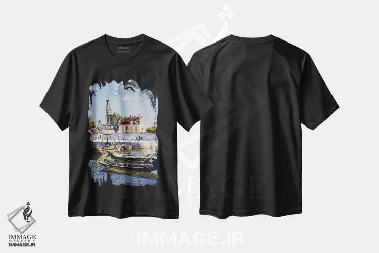 تیشرت طرح دار 1885,بارج ها، ۱۸۸۵، هنر فاخر کلاسیک اثر آلفرد سیسلی | فروشگاه ایماژ
