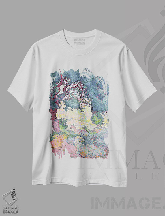 تیشرت طرح دار 1895,منظره با بزها، ۱۸۹۵، هنر فاخر کلاسیک اثر آنری-ادموند کراس | immage.ir