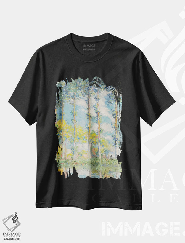 تیشرت طرح دار 1891,صنوبرها؛ لس پوپلیه، ۱۸۹۱، هنر فاخر کلاسیک اثر کلود مونه | فروشگاه ایماژ