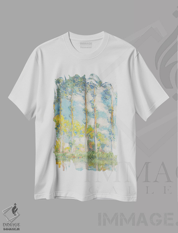 تیشرت طرح دار 1891,صنوبرها؛ لس پوپلیه، ۱۸۹۱، هنر فاخر کلاسیک اثر کلود مونه | immage.ir