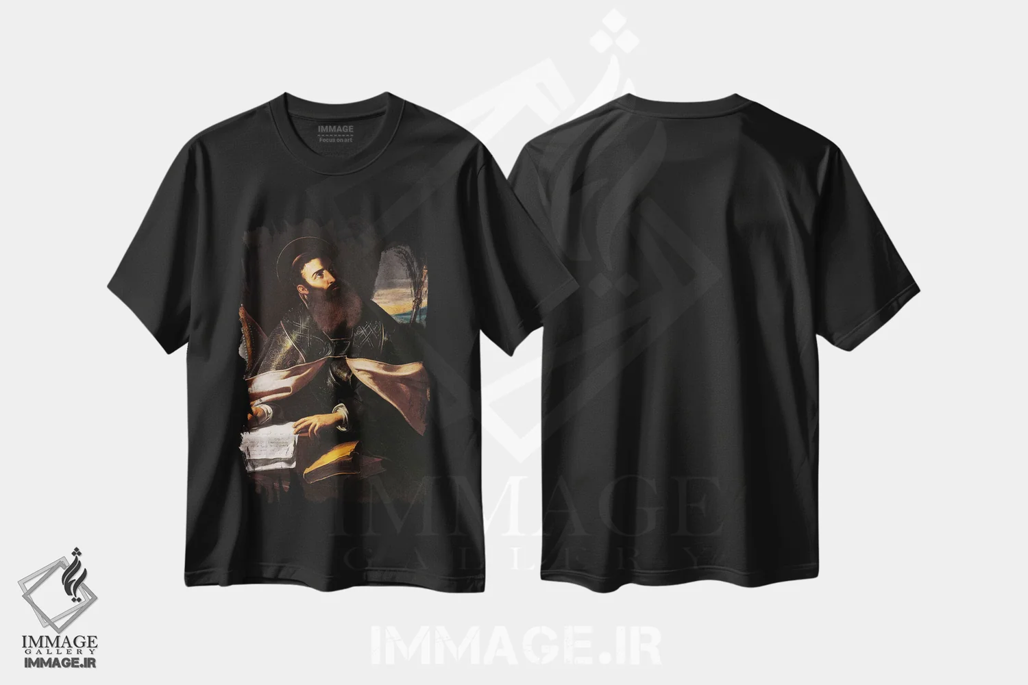 تیشرت طرح دار پرترهٔ سنت آگوستین هیپو، هنر فاخر کلاسیک اثر چکو دل کاراواجو | فروشگاه ایماژ