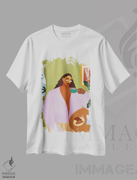 تیشرت طرح دار قهوه و کروسان، هنر آمریکایی آفریقایی تبار اثر بریا نیکول | immage.ir