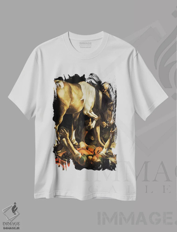 تیشرت طرح دار 1601,تبدیل سنت پل، ۱۶۰۱، کایاروسکورو اثر میکل آنژو مریزی دا کاراواجو | immage.ir