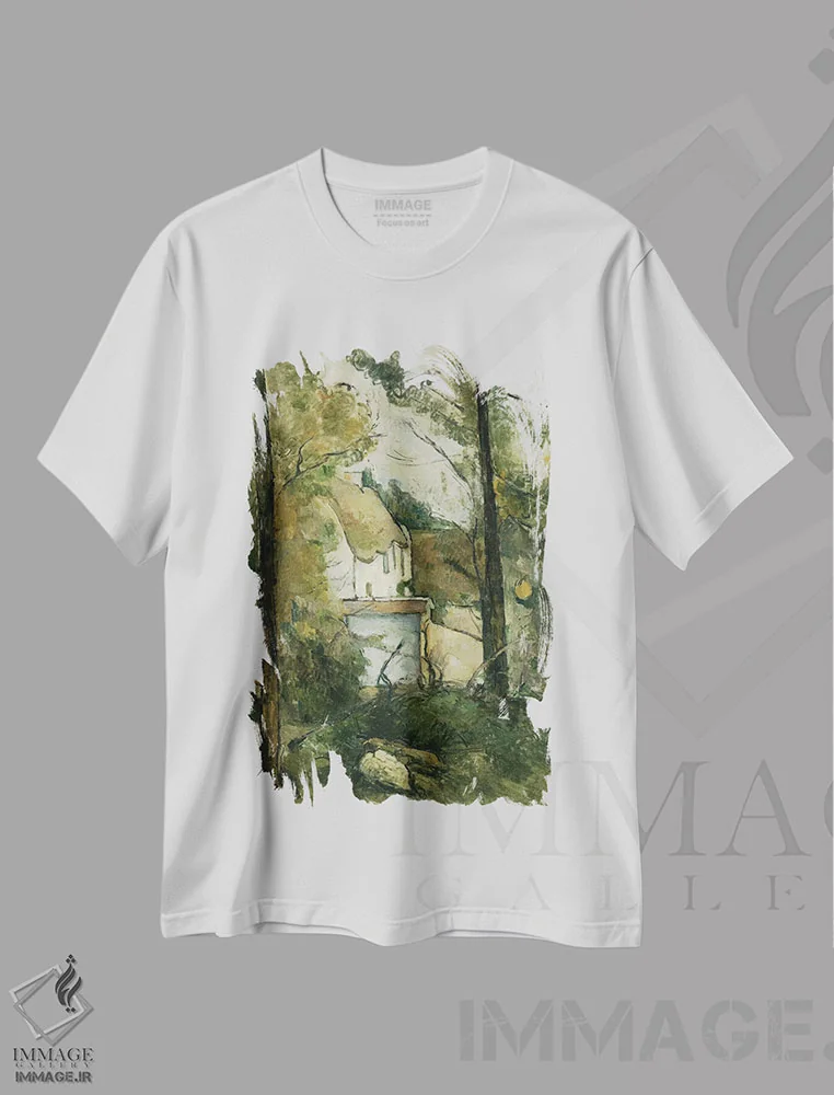 تیشرت طرح دار Auvers, 1879,خانه ای میان درختان در اوور، ۱۸۷۹، هنر فاخر کلاسیک اثر پل سزان | immage.ir