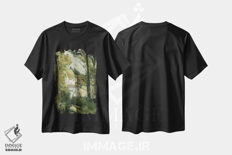 تیشرت طرح دار Auvers, 1879,خانه ای میان درختان در اوور، ۱۸۷۹، هنر فاخر کلاسیک اثر پل سزان | فروشگاه ایماژ