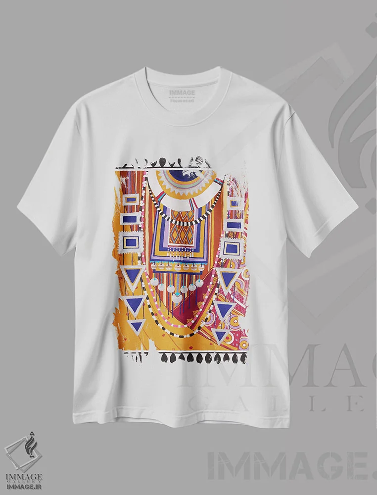 تیشرت سفید طرح دار زن ماسایی III، دکور آفریقایی اثر بریت بردال نیلسن | immage.ir