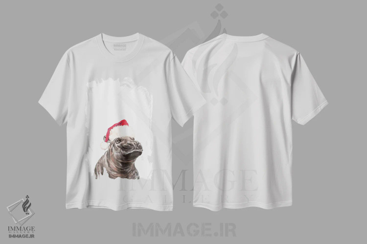 تیشرت سفید طرح دار بچه اسب آبی کریسمسی، حیوانات کریسمسی اثر بگ نوز ورک | immage.ir