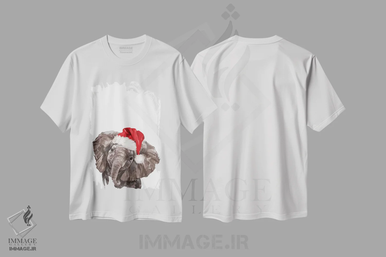 تیشرت سفید طرح دار بچه فیل کریسمسی، حیوانات کریسمسی اثر بگ نوز ورک | immage.ir
