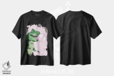 تیشرت مشکی طرح دار تی رکس با آدامس بادکنکی، هنر دیجیتال اثر بگ نوز ورک | فروشگاه ایماژ