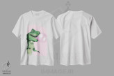 تیشرت سفید طرح دار تی رکس با آدامس بادکنکی، هنر دیجیتال اثر بگ نوز ورک | immage.ir