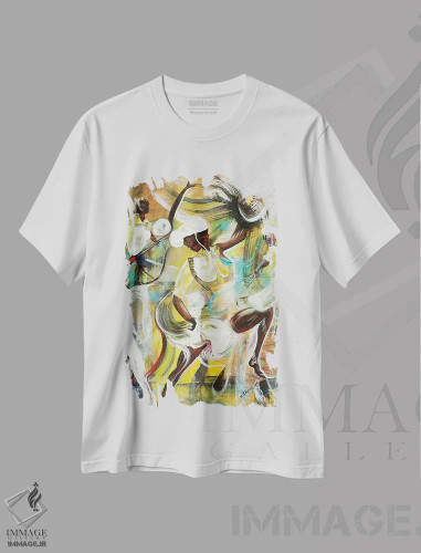 تیشرت سفید طرح دار پوکو مانیا، هنر آمریکایی آفریقایی تبار اثر آیکال بکفورد | فروشگاه ایماژ