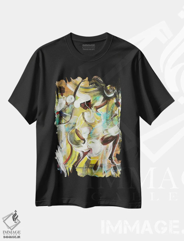 تیشرت مشکی طرح دار پوکو مانیا، هنر آمریکایی آفریقایی تبار اثر آیکال بکفورد | immage.ir