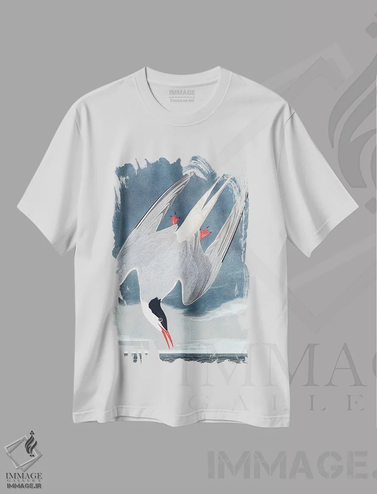 تیشرت سفید طرح دار آثار جان جیمز آدوبون - immage.ir