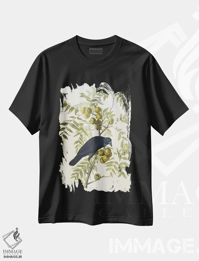 تیشرت مشکی طرح دار 1833,کلاغ آمریکایی، ۱۸۳۳ اثر جان جیمز آدوبون | immage.ir