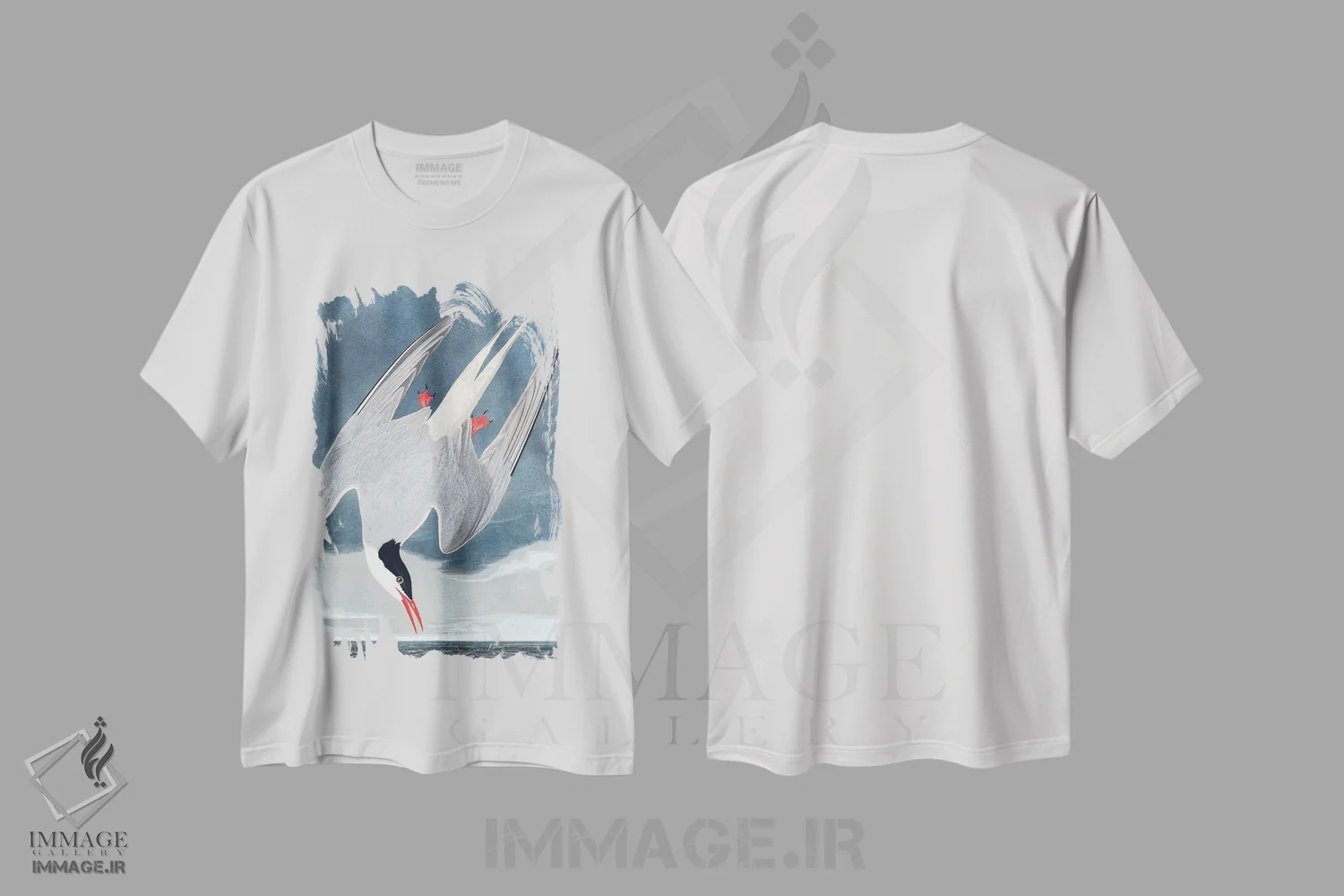 تیشرت سفید طرح دار آثار جان جیمز آدوبون - immage.ir