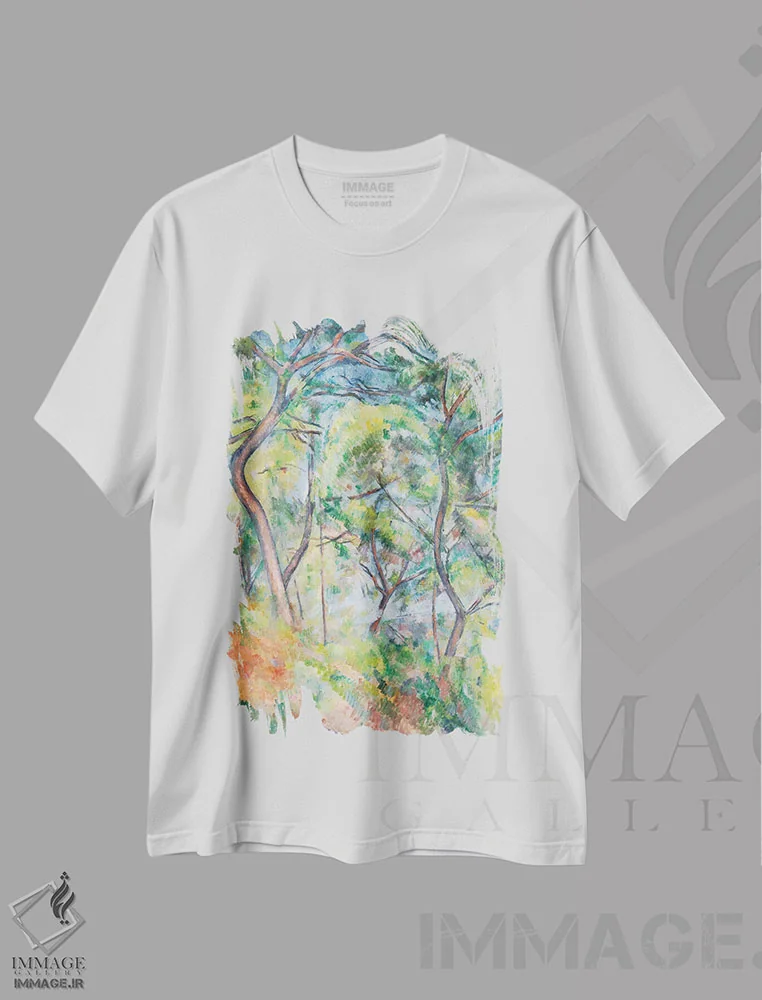 تیشرت سفید طرح دار c.1894,زیر درختان، حدود ۱۸۹۴، هنر فاخر کلاسیک اثر پل سزان | فروشگاه ایماژ